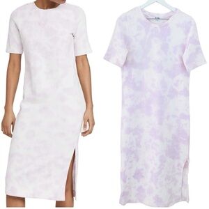 525 Electric Lilac‎ Short Sleeve Tie Dye Sweater Side Slit Dress Size Small